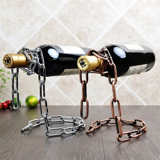 Suspended Chain Red Wine Rack Hanging Metal Wine Holder Wine Bottle Stand Holder Restaurant Decoration Living Room Bar Ornaments