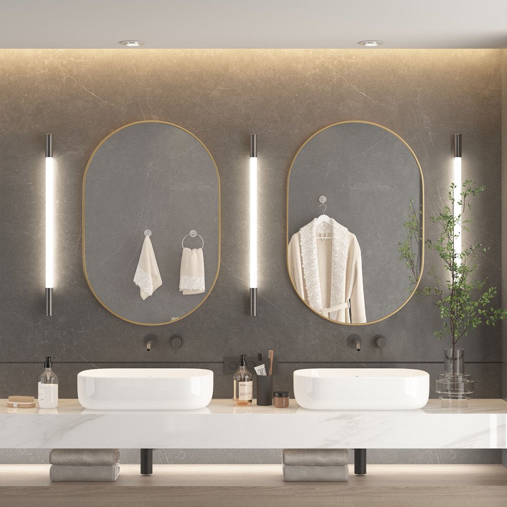 Oval Black Bathroom Mirror 20"X30" Oval Bathroom Vanity Mirrors Wall Mirror for Bathroom Metal Frame 30 Inch Mirror