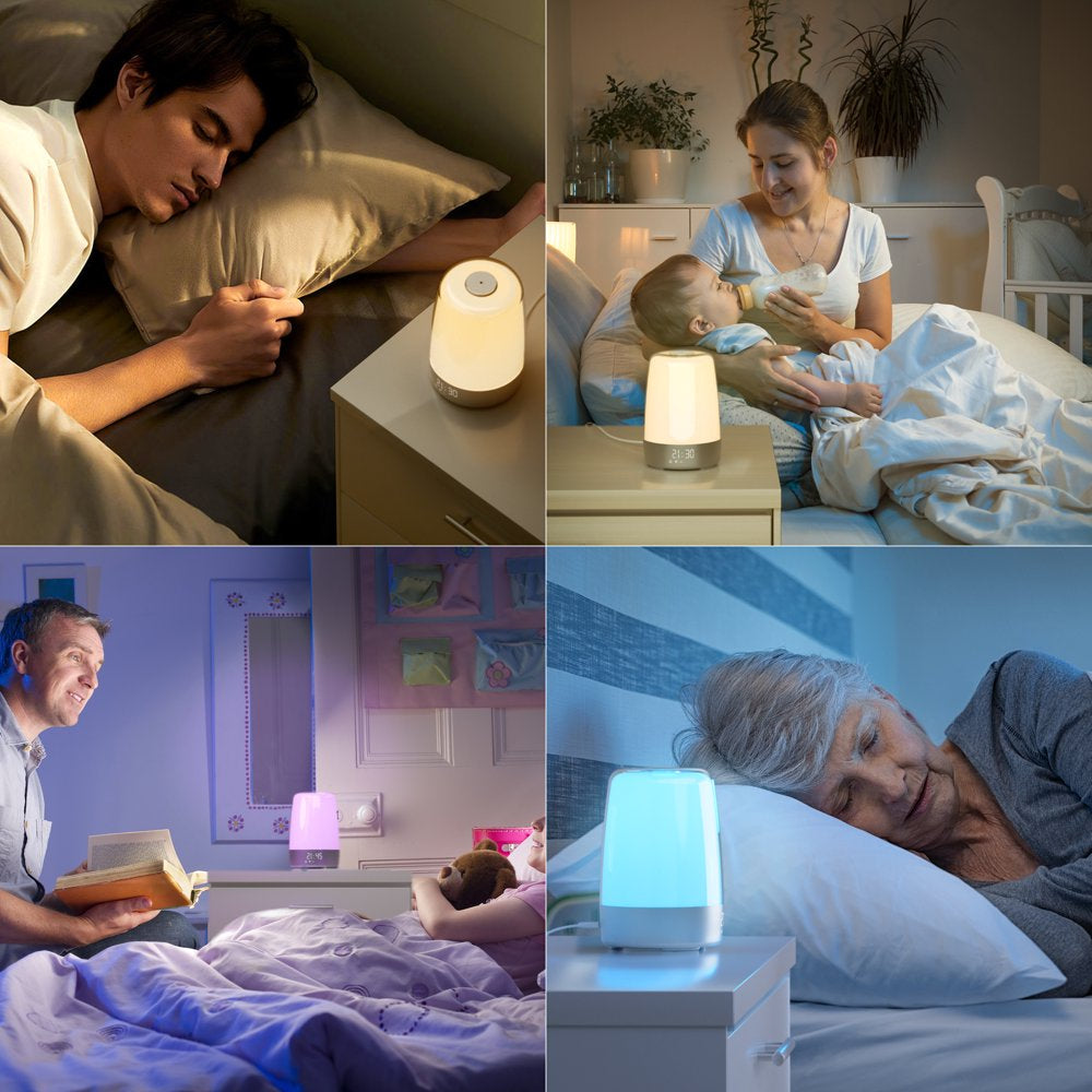 Sunrise Alarm Clock, Wake up Light Alarm Clock, 3 Ways Dimmable Modern Small Digital RGB Bedside Lamp for Heavy Sleeper