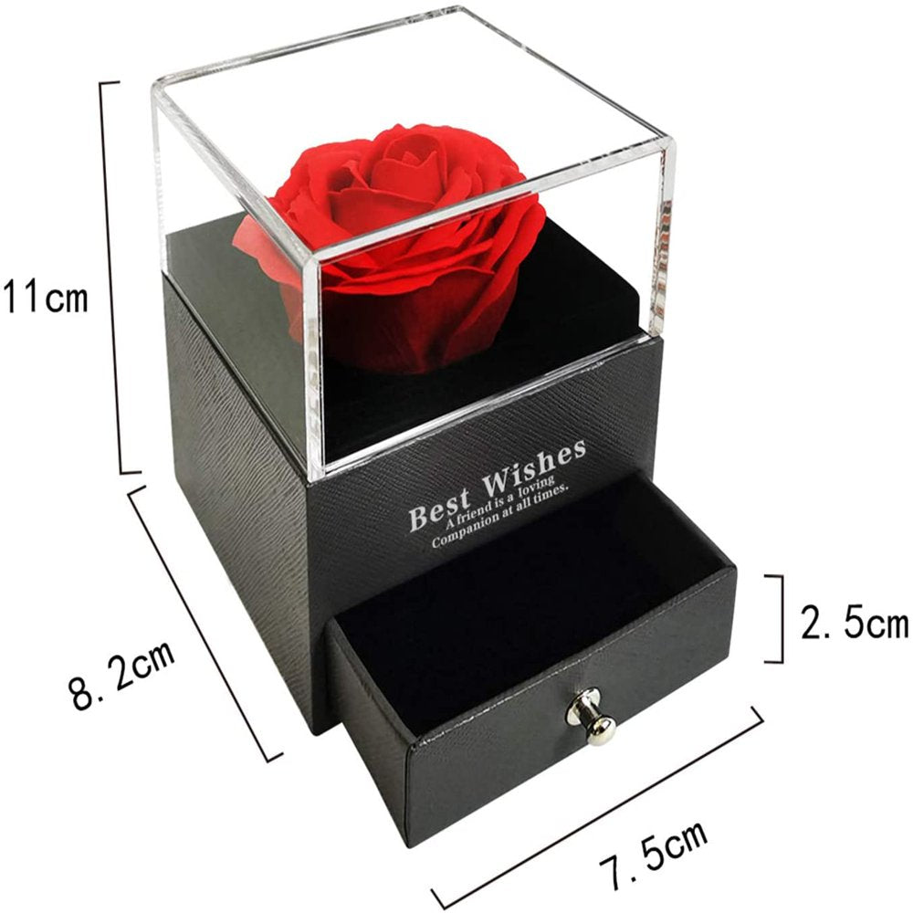 "Eternal Love Gift Set: Preserved Real Rose and Sterling Silver Love Necklace for Mom, Complete with Luxury Jewelry Box - Perfect Mother's Day Gift!"