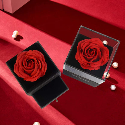 "Eternal Love Gift Set: Preserved Real Rose and Sterling Silver Love Necklace for Mom, Complete with Luxury Jewelry Box - Perfect Mother's Day Gift!"