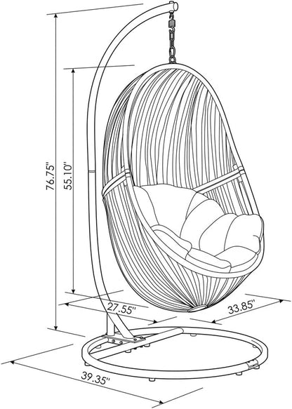 Modern Bali Espresso Basket Swing Chair Teal Cushion with Stand