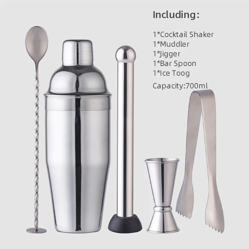 Wine Coctelera Batidora Boston Recipe Mixer Shaker Bartender Barware Kit Kitchen Bar Tools Stainless Steel Cocktail Shaker Set